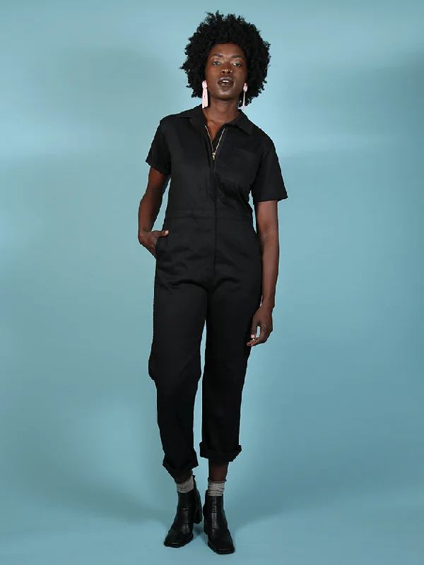 Twill Black Coveralls