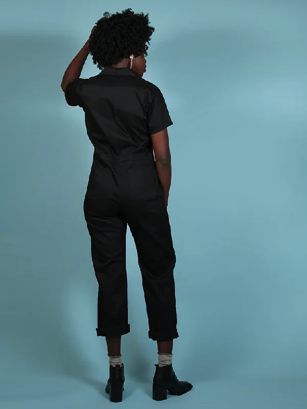 Twill Black Coveralls