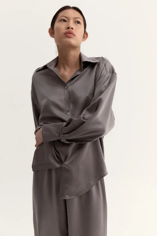 DOMINIQUE SILK SHIRT-SLATE