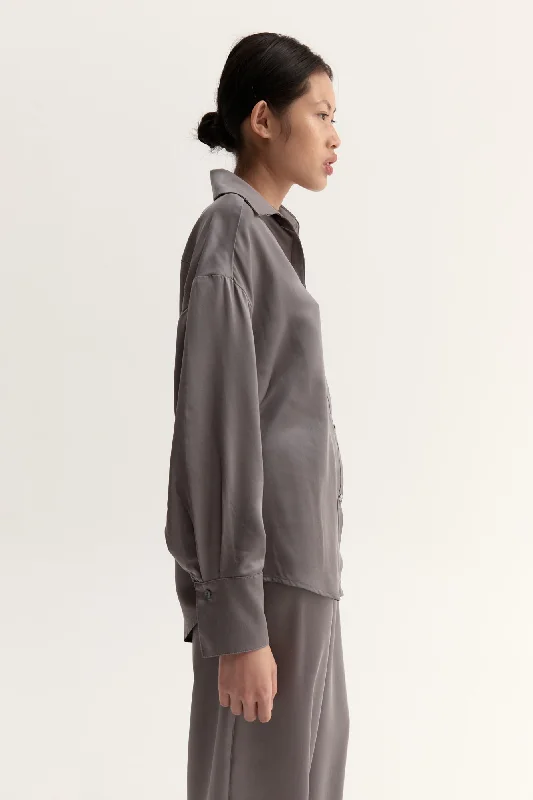 DOMINIQUE SILK SHIRT-SLATE