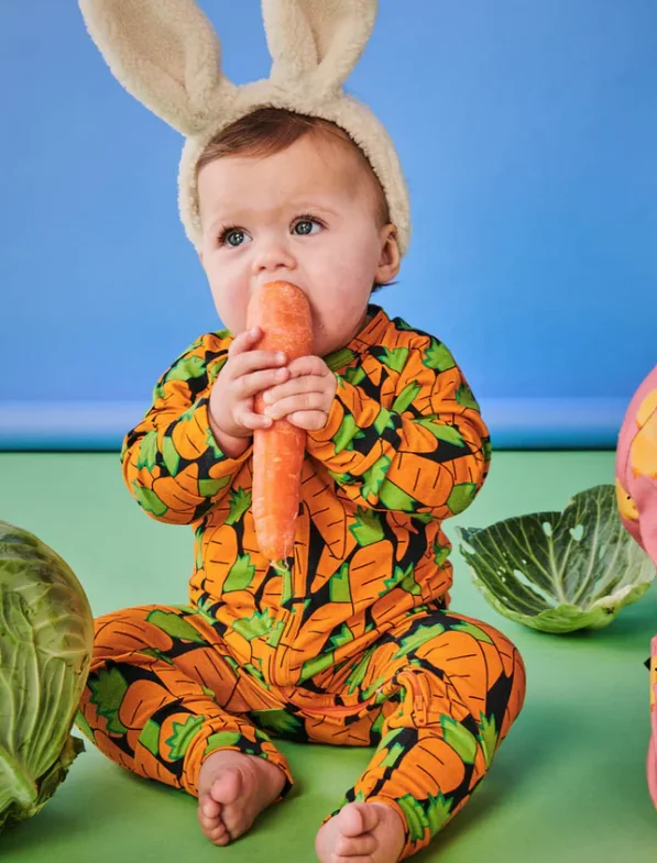 Eat Your Carrots Organic Long Sleeve Zip Romper