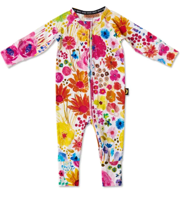 Field of Dreams in Colour Organic Long Sleeve Zip Romper