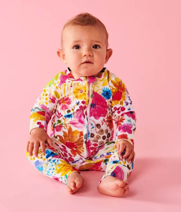 Field of Dreams in Colour Organic Long Sleeve Zip Romper