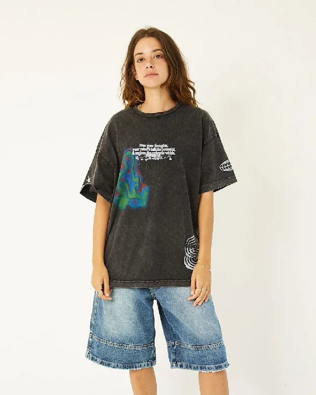 Free Your Thoughts Acid Washed Oversized Tee