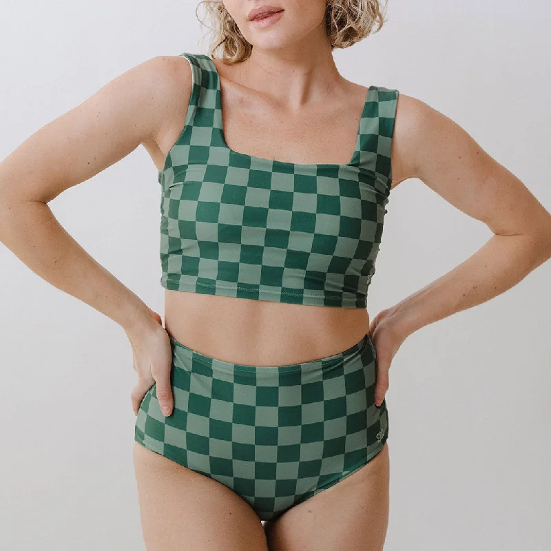 Green Check Olivia Swim Crop