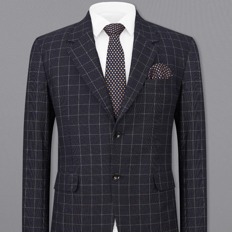 Jaguar Black Windowpane Single Breasted Blazer