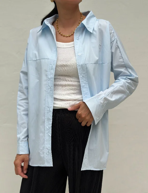 Kuistan Oversized Boyfriend Shirt -Pale Blue