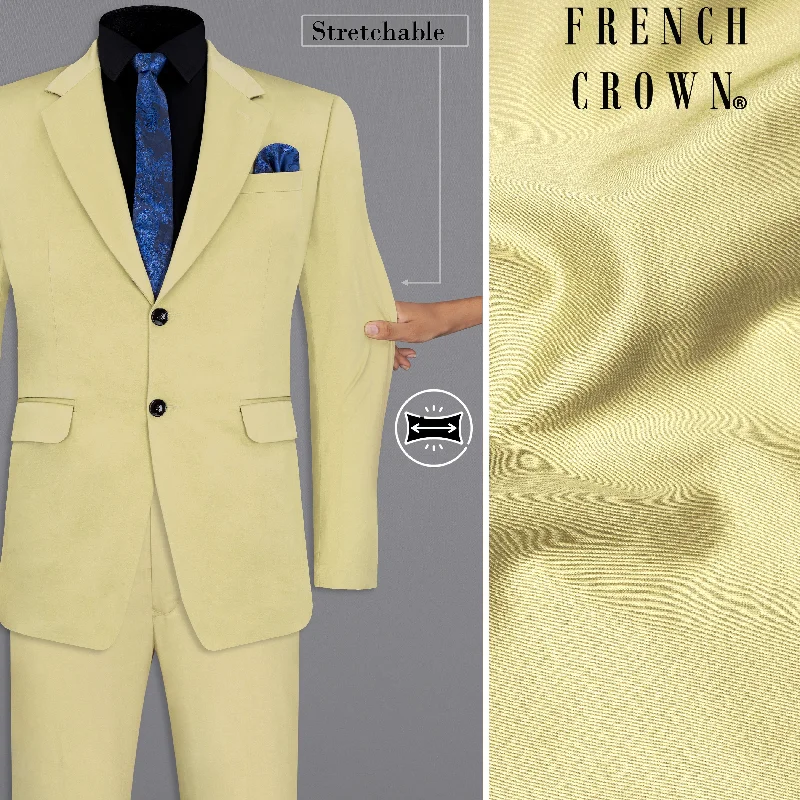 Maize Cream Stretchable Premium Cotton traveler Suit