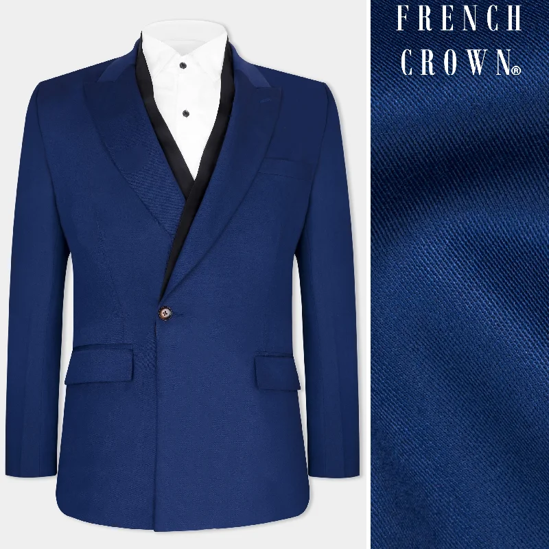 Marine Blue Wool Rich Designer Blazer