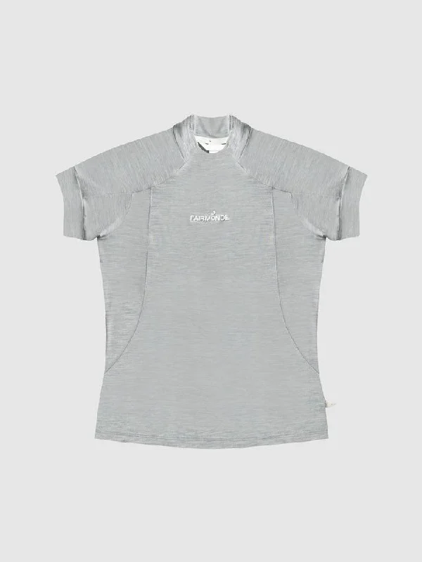 Merino Mock Neck Tee - Ultimate Grey