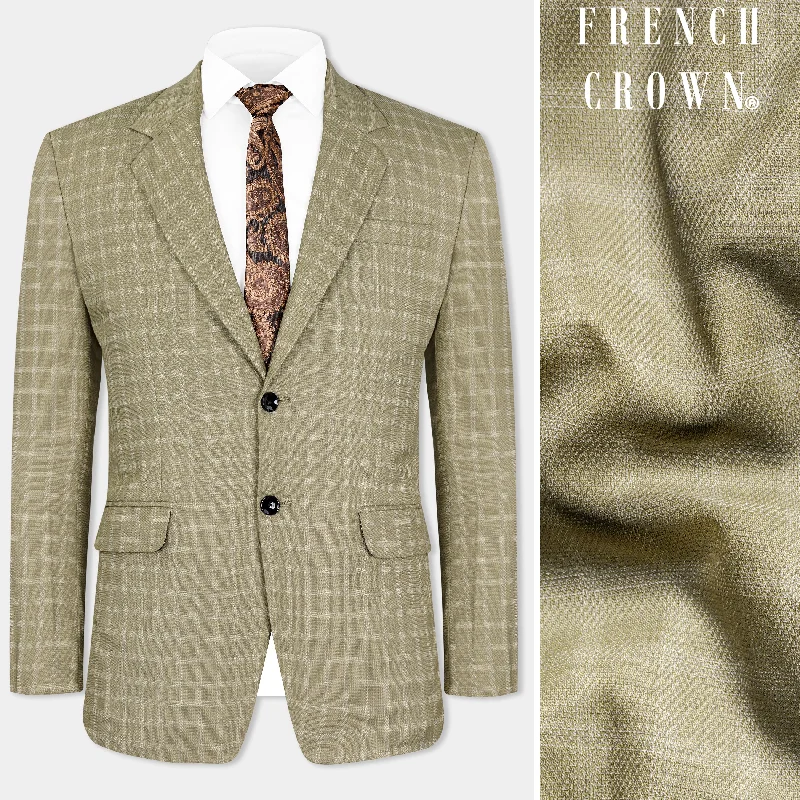 Sandrift Brown Checkered Wool Rich Single Breasted Blazer