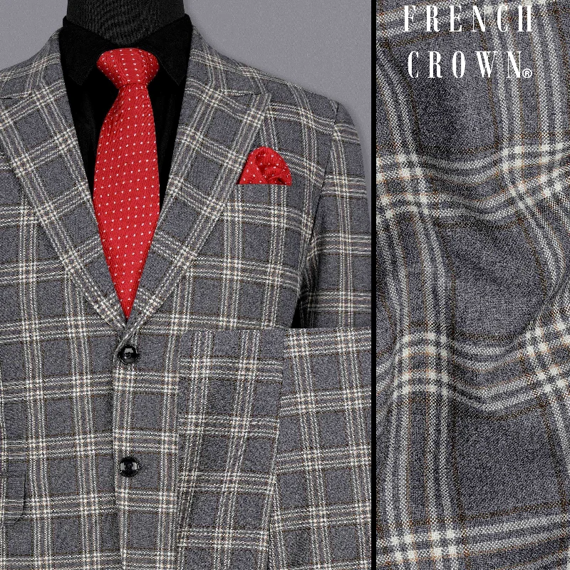 Smoky Gray Plaid Single Breasted Suit