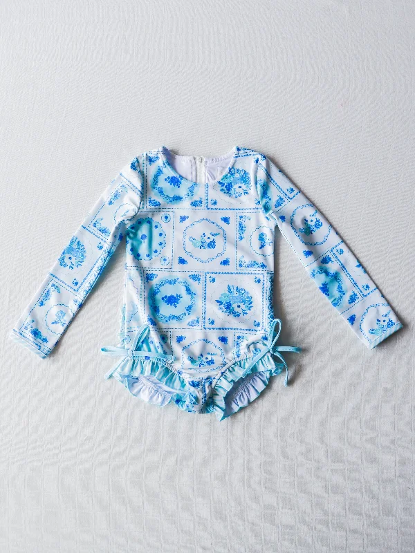 Solid Rash Guard - Patchwork Blue