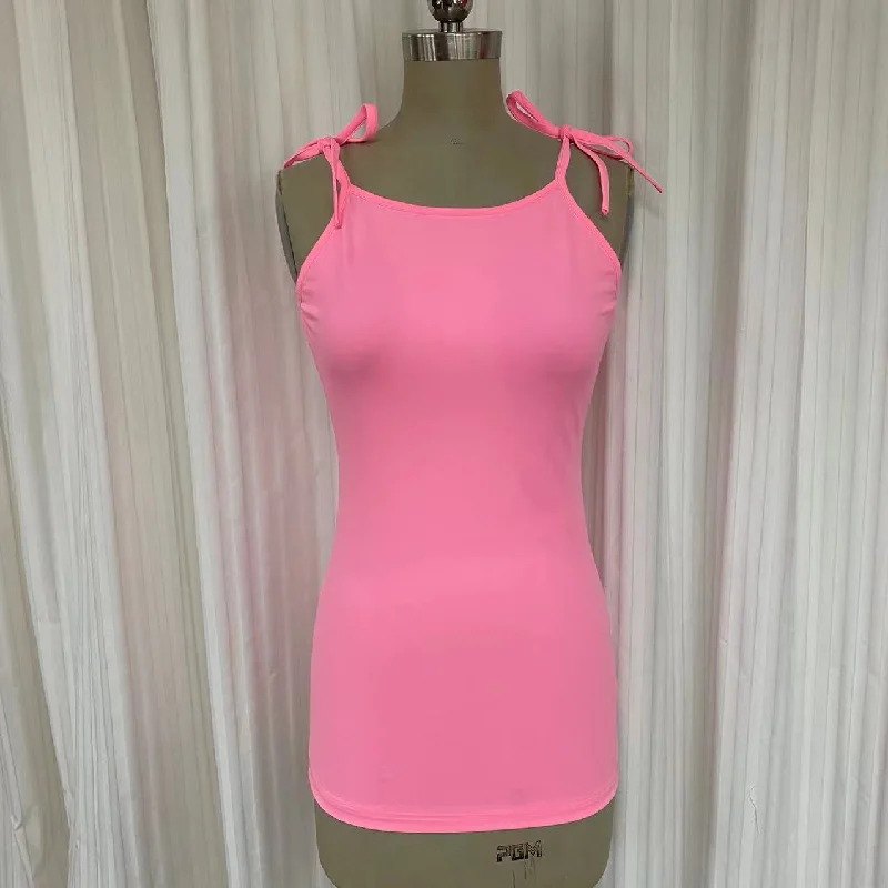 Swimsuit - T2201S Top with straps - Fluo pink