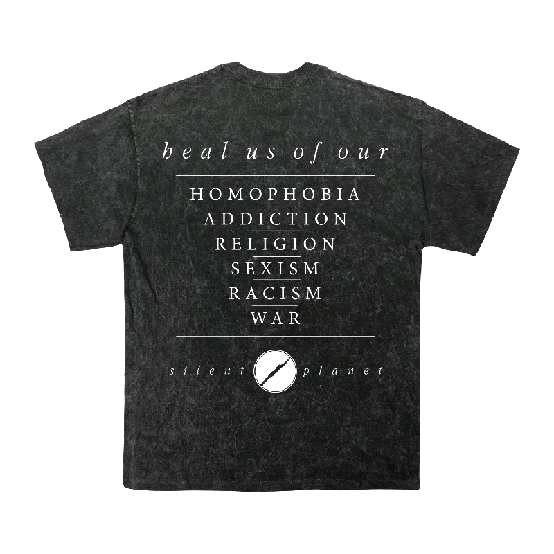 Heal Us Breast Print T - Mineral Wash Black