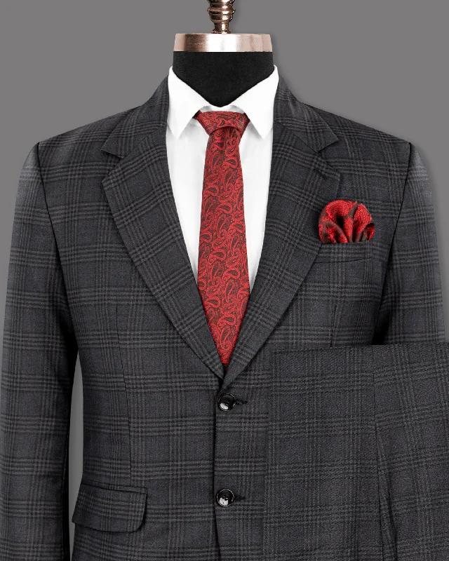 Thunder Gray Windowpane Wool Rich Suit