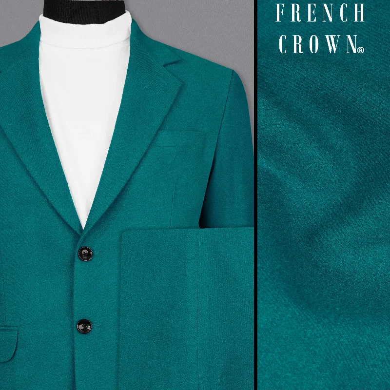 Turquoise Pure Wool Single Breasted Suit