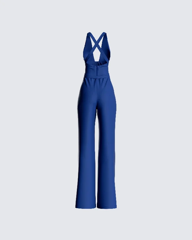 Valentina Blue Halter Jumpsuit