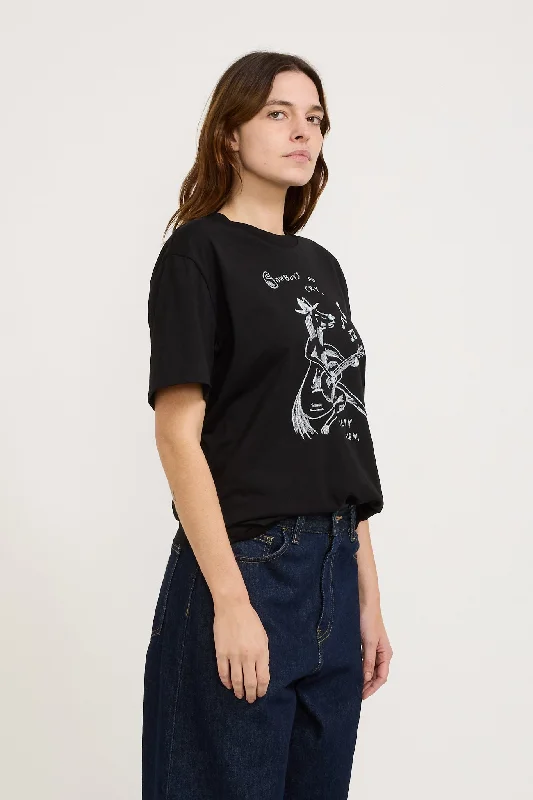 Women's S/S Pepe Sad Cowboy T-Shirt Black/White