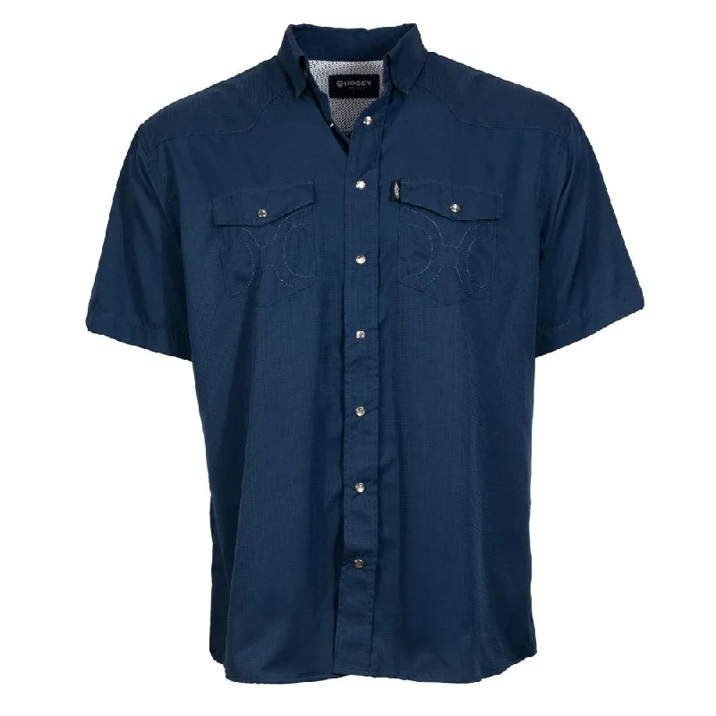 Youth ""Sol"" Navy Short Sleeve Pearl Snap Shirt