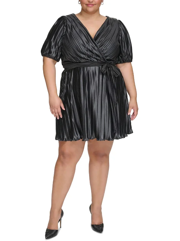 Plus Womens Pleated Crinkled Wrap Dress Trendy new unclassified dresses